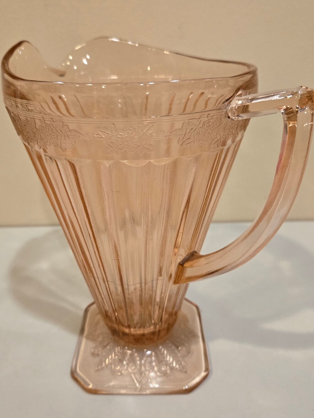 Vintage Jeanette Pink Depression Glass Pitcher - Elegant Rose Pink Pitcher